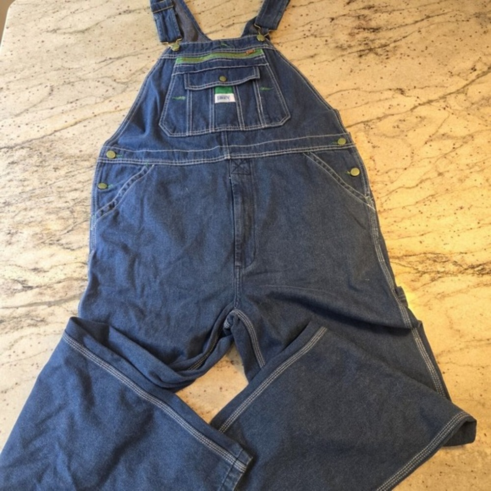 Vtg Liberty Men's Bib Overalls 36 X 31 Blue Cotton Carpenter Jean No Size Tag